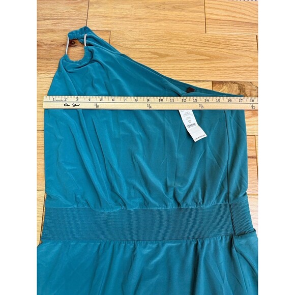 NWT White House Black Market Women's Tropical Teal One Shoulder Dress Size 12 - Picture 7 of 14